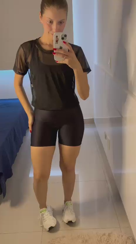 Blusa Tela Fitness Aura Fit – Preta
